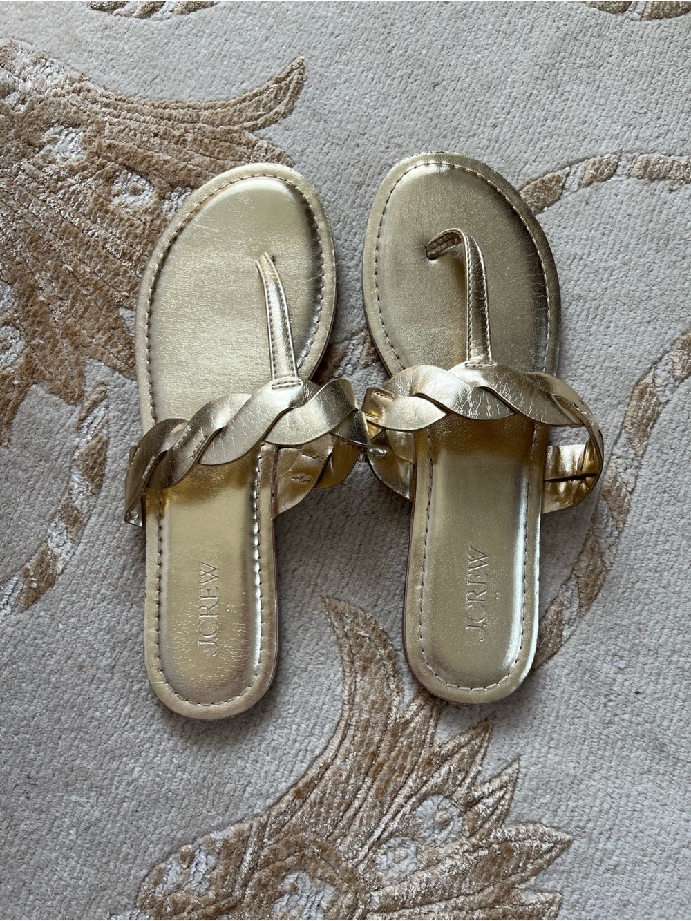 J. Crew Gold Braided Thong Sandals